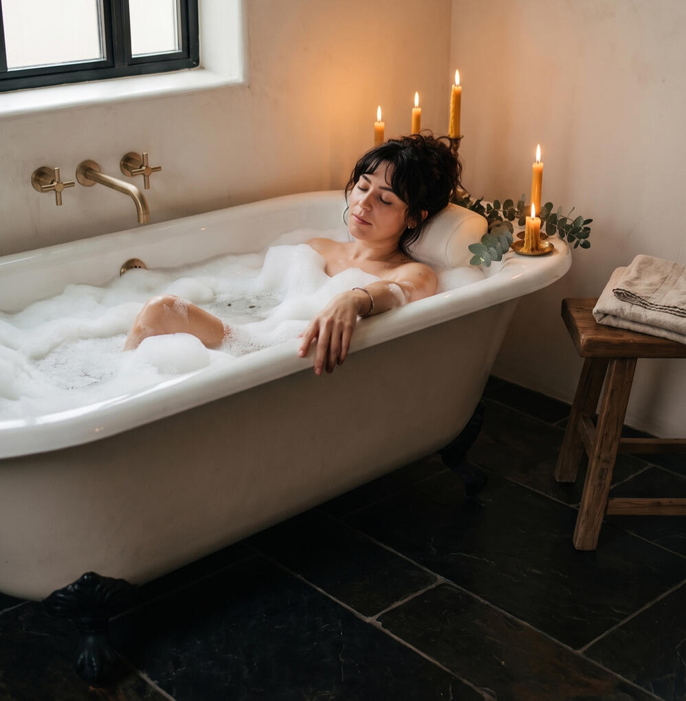 Enjoying a relaxing bath after a hard day