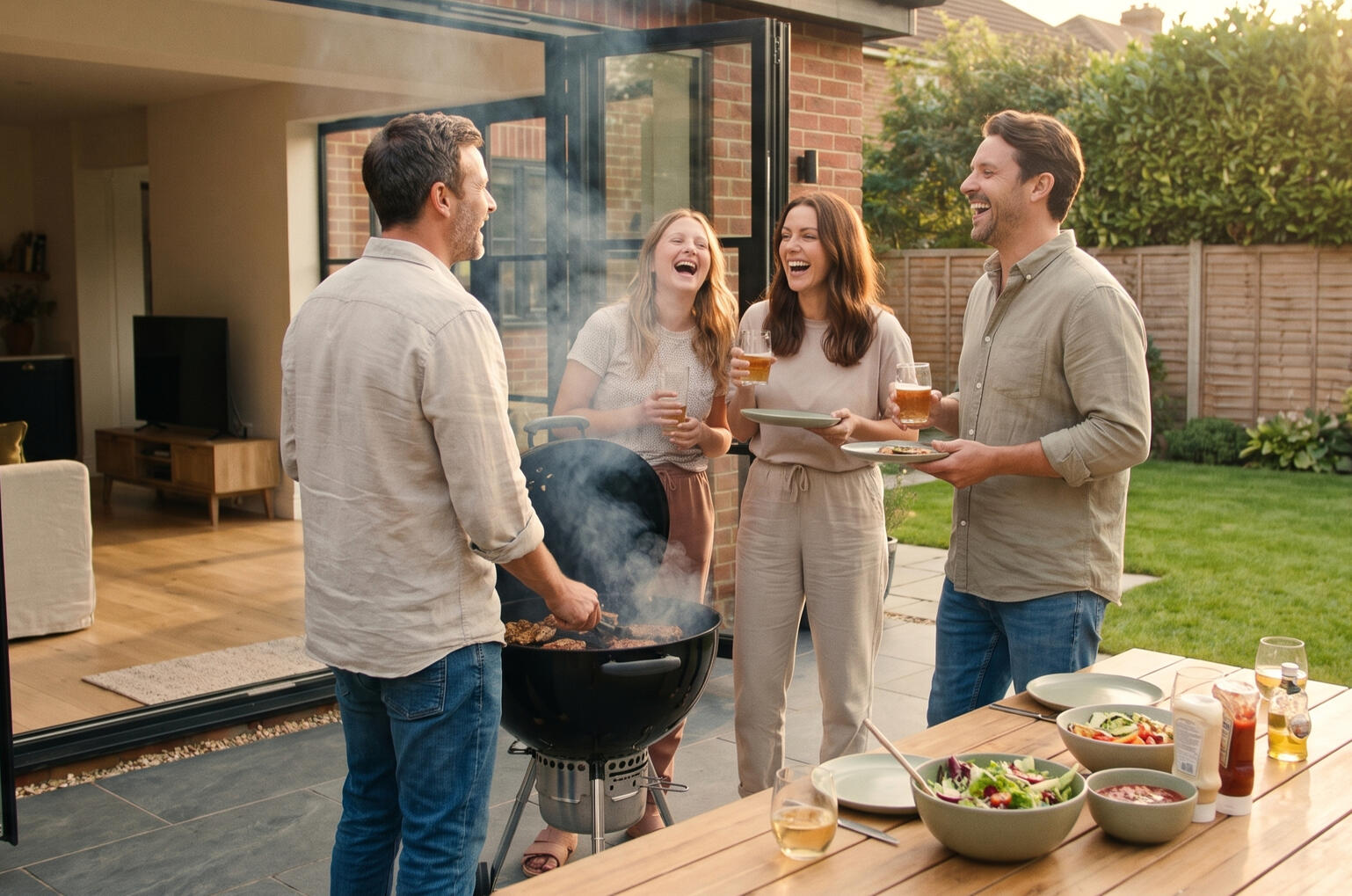 Friends enjoying an Autumnal BBQ together